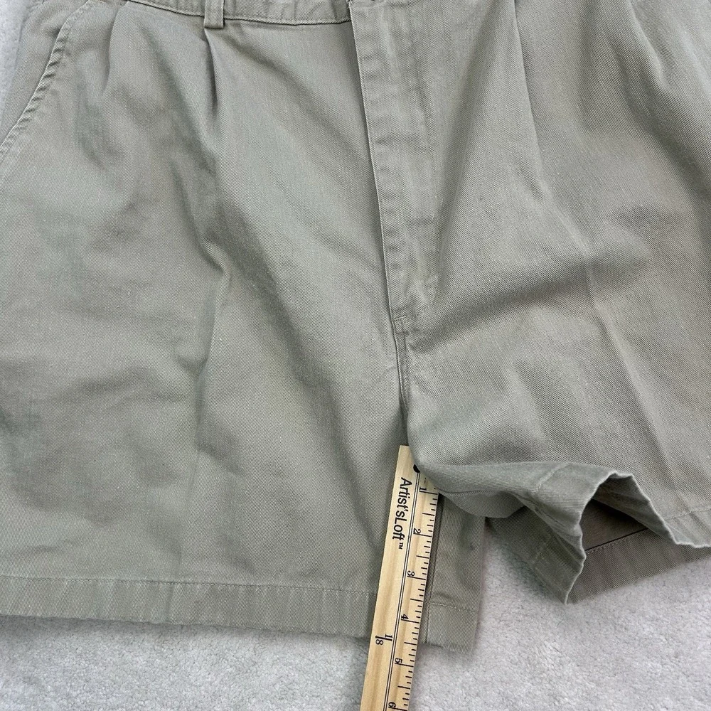 Vintage 90s Lands End Chino Shorts Mens 36 Pleated Khaki USA Made Dad Preppy